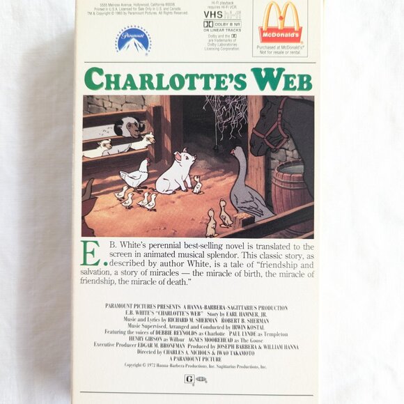 3/$15 Charlotte´s Web (1973) Animated VHS tape from McDonalds 1993 - Picture 4 of 6